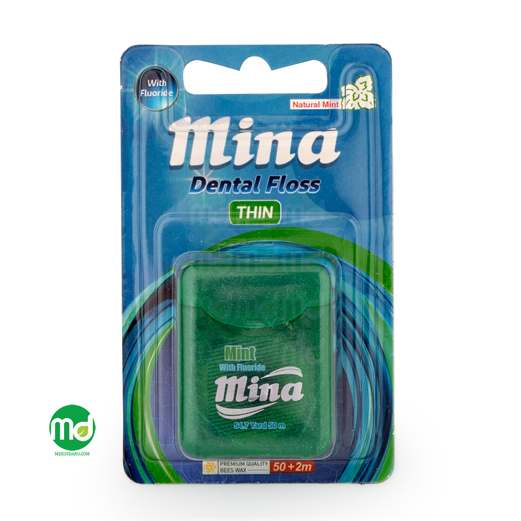 نخ دندان نازک مینا با اسانس طبیعی نعناع 50 متر