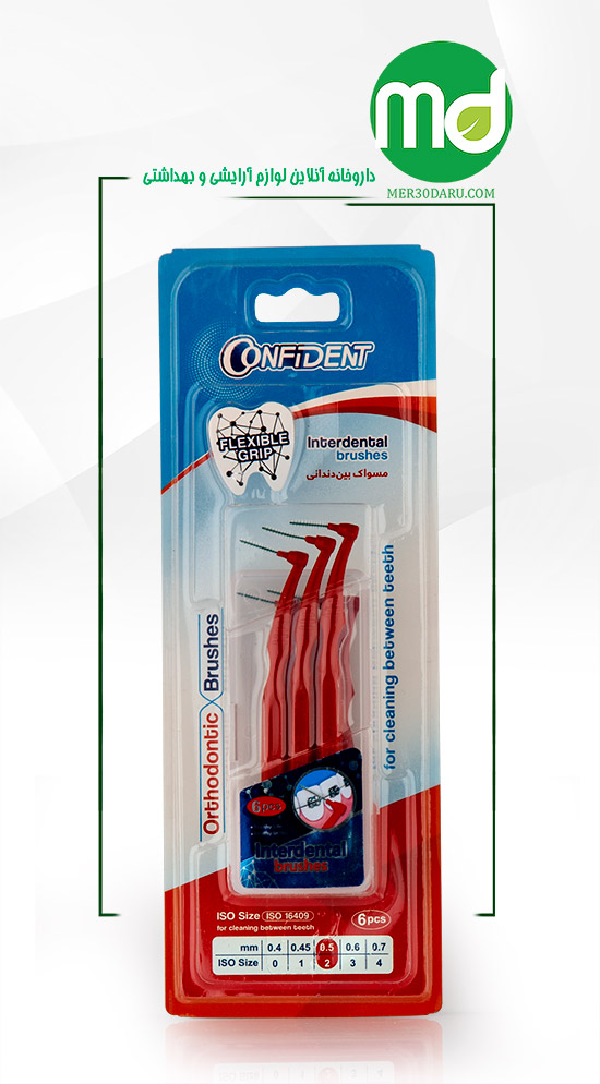 مسواک بین دندانی دسته دار کانفیدنت 6 عددی سایز 2