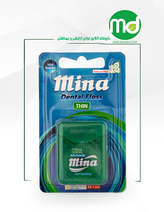 نخ دندان نازک مینا با اسانس طبیعی نعناع 50 متر
