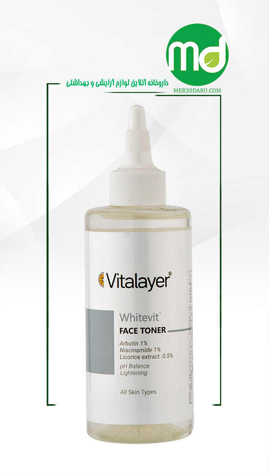 تونر پاک کننده صورت ویتالیر مدل Whitevit برای پوست کدر و لک دار