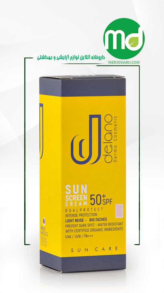 کرم ضد آفتاب رنگی و روشن کننده دلانو مدل بایوتچ +SPF 50