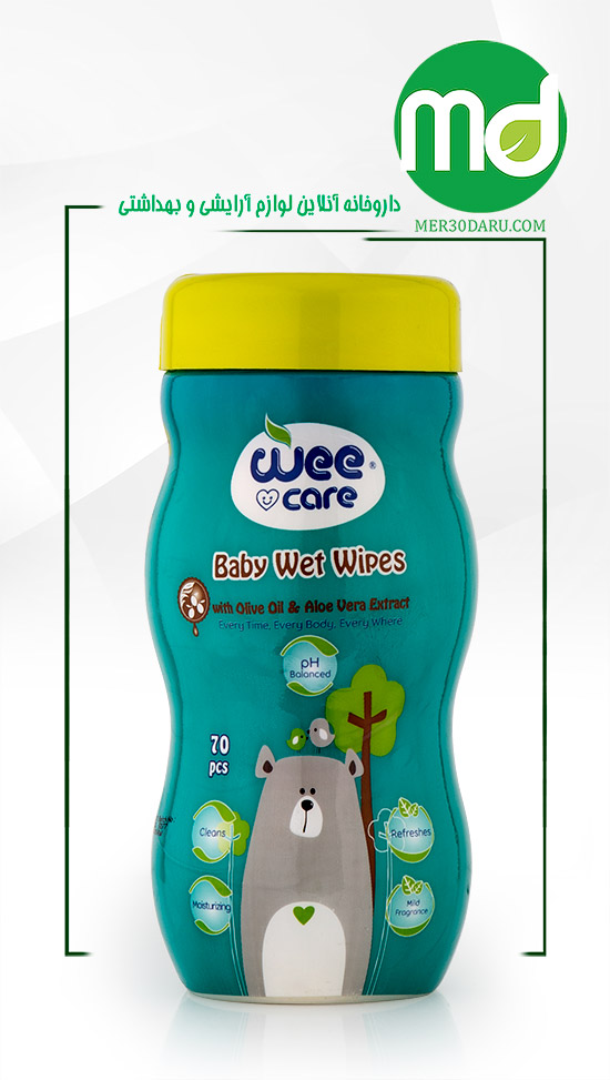 دستمال مرطوب کودک وی کر دارای عصاره زیتون و آلوئه ورا