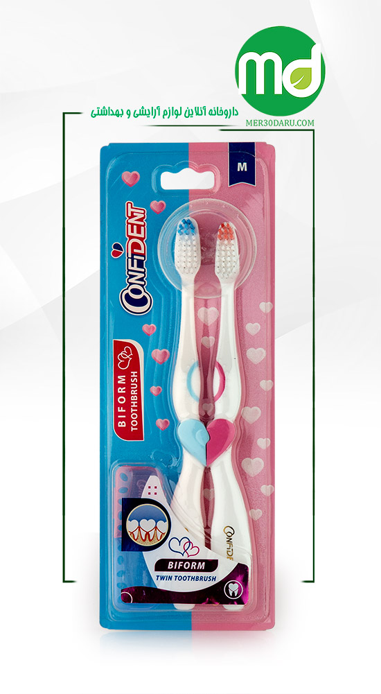 مسواک برس متوسط کانفیدنت 2 عددی مدل Turbo Biform