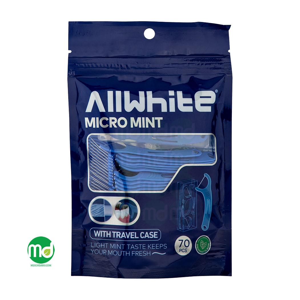 Mer30daru allwhite micro mint dental flosser نخ دندان کمانی آل وایت