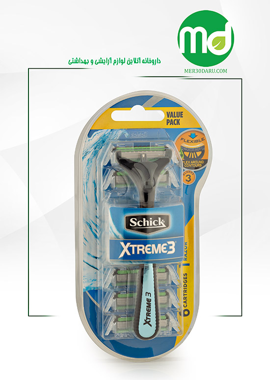 خودتراش مردانه 3 لبه شیک دارای 6 تیغ یدک
