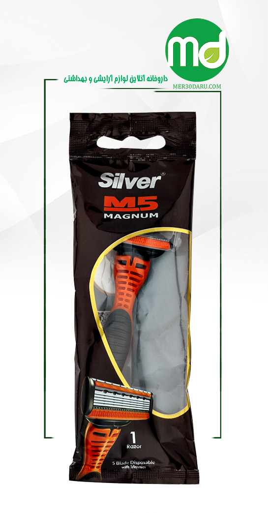 خودتراش چند بار مصرف 5 لبه مردانه مگنوم سیلور 1 عددی