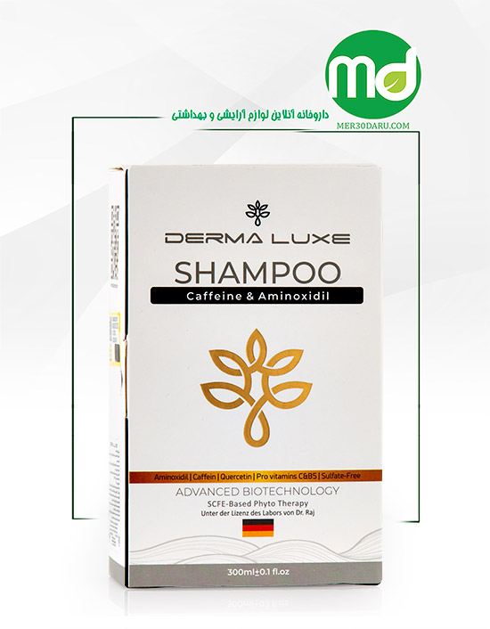 شامپو ضد ریزش مو درمالوکس حاوی کافئین و آمینوکسیدیل 300ml 