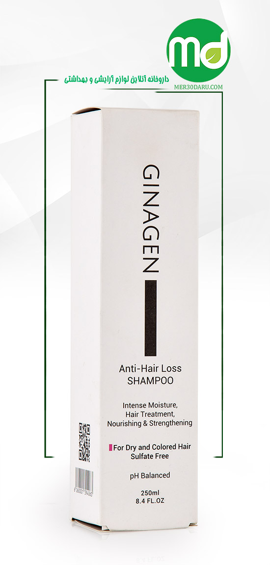 شامپو ضد ریزش موی خشک و رنگ شده ژیناژن 