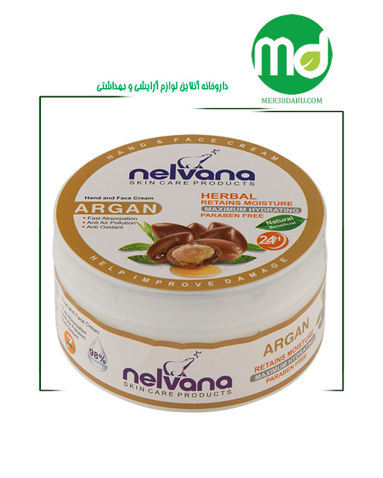 کرم مرطوب کننده دست و صورت نلوانا حاوی روغن آرگان 200gr
